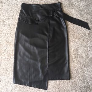 Zara Belted Faux Leather Skirt